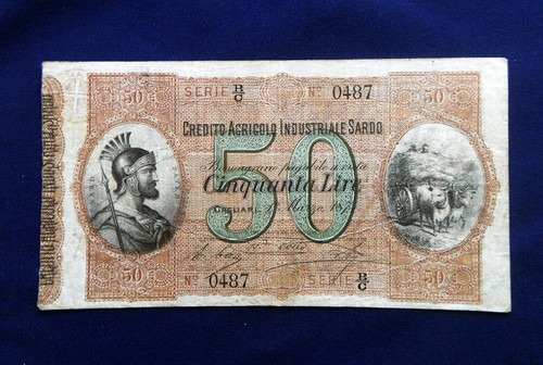 1874 italy rare banknote - 1874, 50